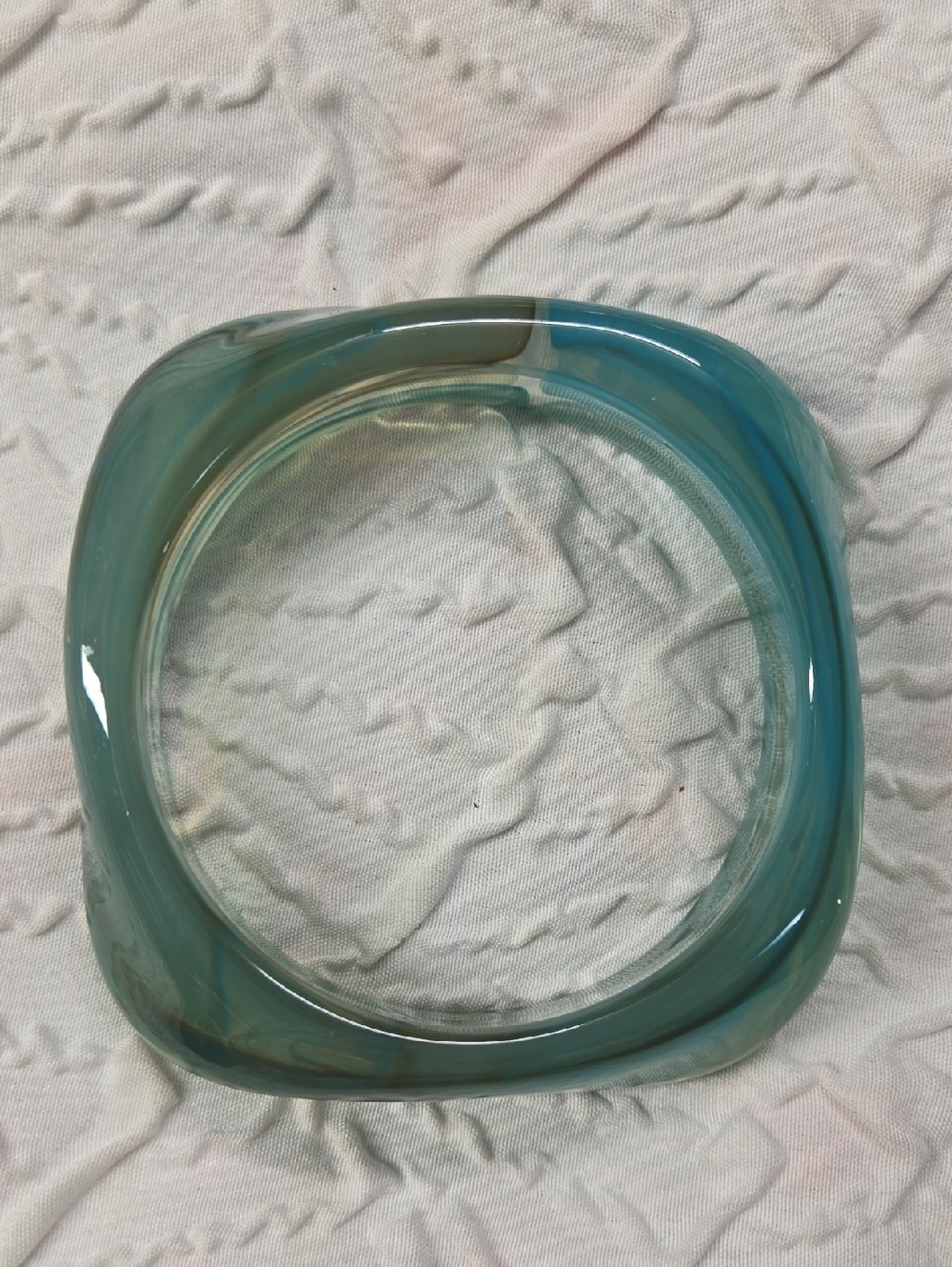 Teal Swirled Square Acrylic Bangle #1